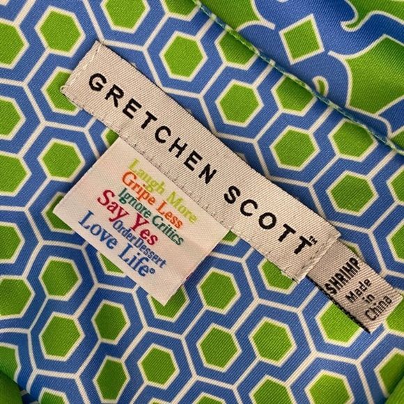 Gretchen Scott Shirt Womens XXS Blue Green Rio Gio Tunic Boho Bohemian Coastal - Picture 7 of 8
